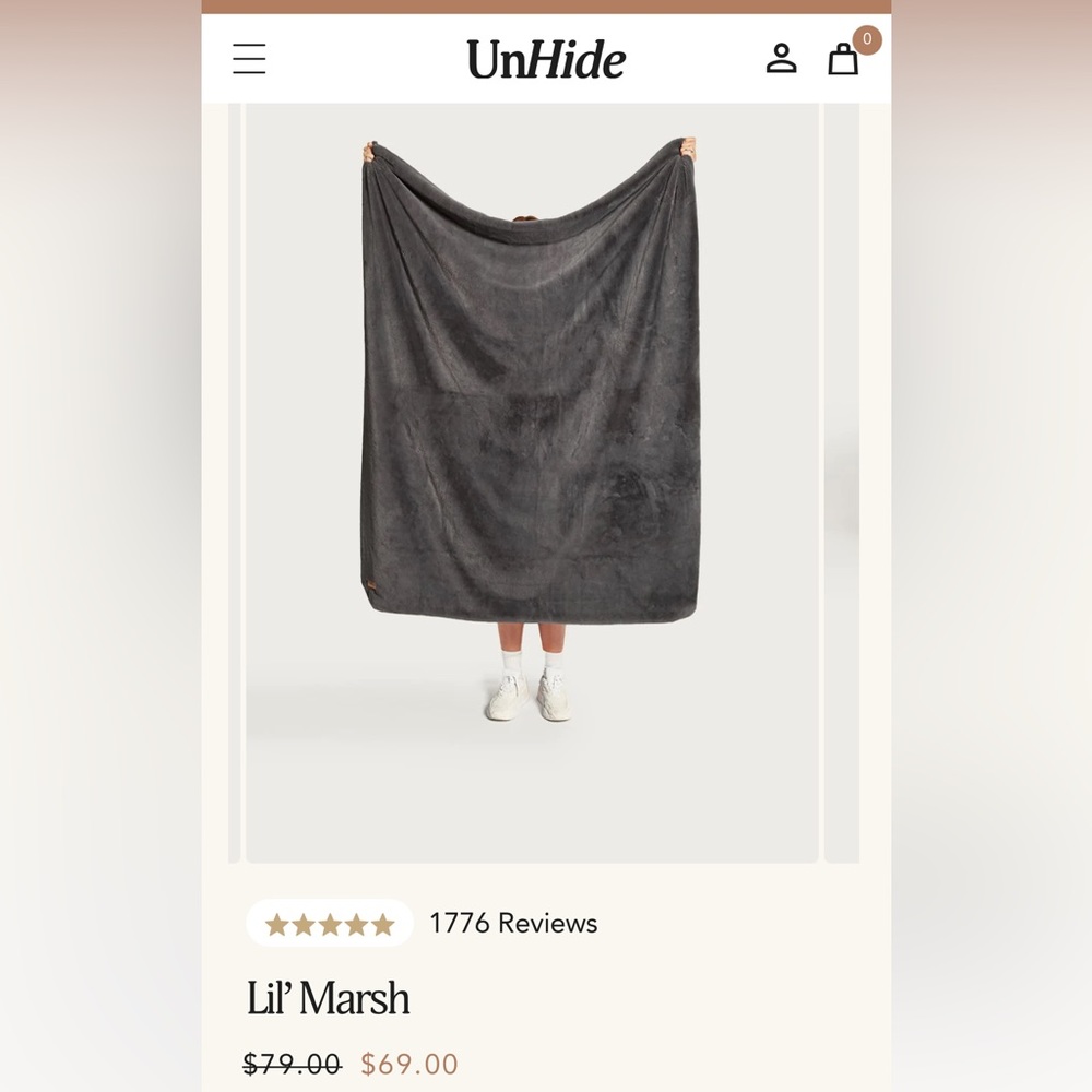 Brand new Unhide charcoal small blanket